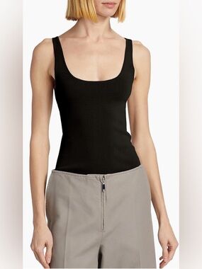 TOTEME Compact Jersey Tank NWT XS Black Scoop Neck Designer Minimal MSRP $420